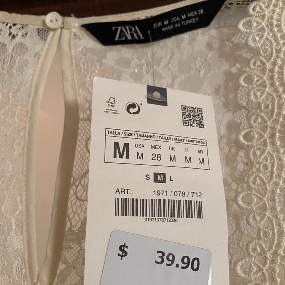 NWT ZARA TOP OFF WHITE  COLOR SIZE M - Picture 2 of 2